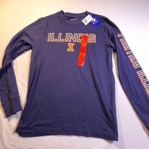 Champion Illinois Fighting Illini Navy Long Sleeve T Shirt Mens Medium NWT